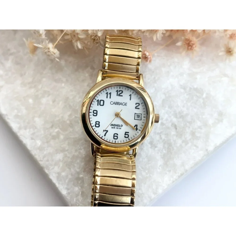 Carriage by Timex C3A151 BACK LIT! Gold Toned Vintage Wristwatch - 28mm - WORKS!